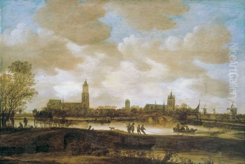 View of Delft from the North Oil Painting by Jan van Goyen