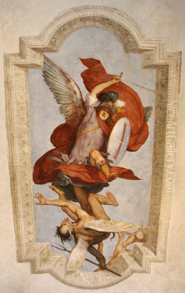 Saint Michael beats the Devil Oil Painting by Baldassare Franceschini