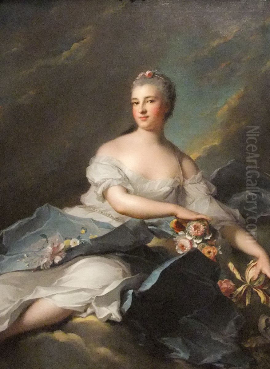 Portrait of Baronne Rigoley d'Ogny as Aurora Oil Painting by Jean-Marc Nattier