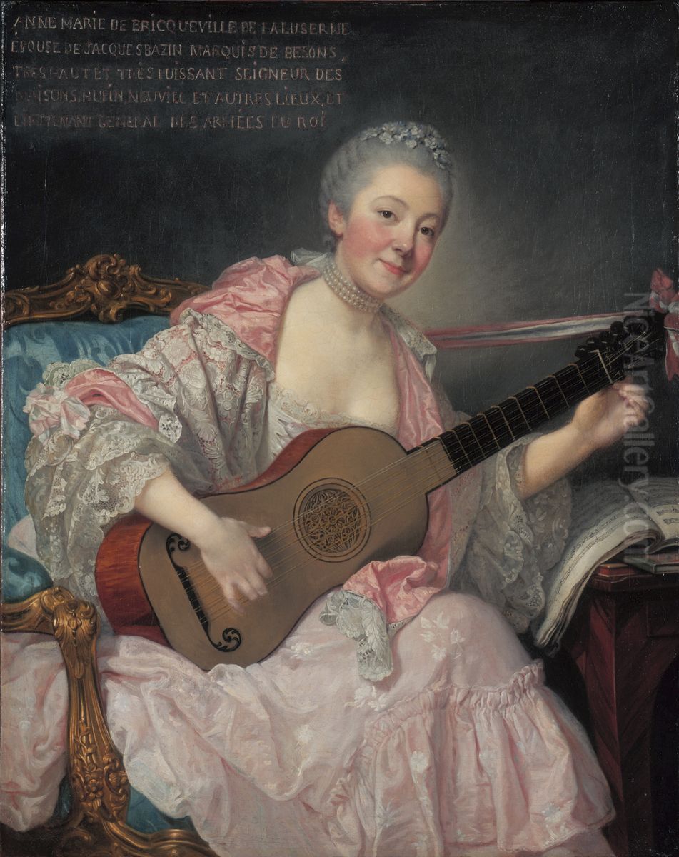 Anne-Marie de Bricqueville de Laluserne, Marquise de Bezons Oil Painting by Jean-Baptiste Greuze
