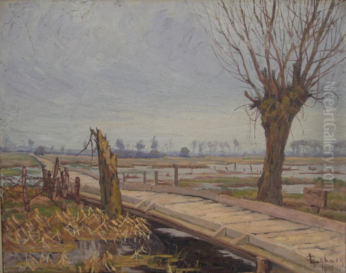 Le Front de l'Yser (Flandre) Oil Painting by Georges Emile Lebacq