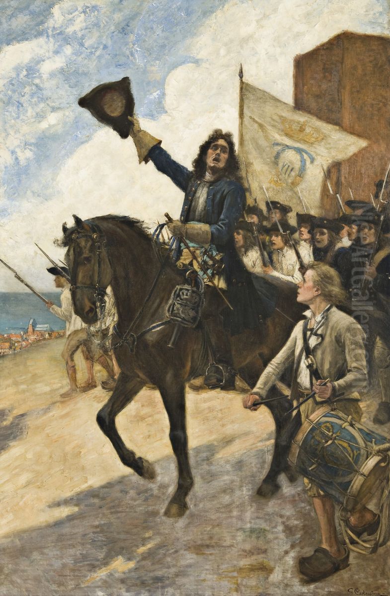 Magnus Stenbock vid Helsingborg Oil Painting by Gustaf Cederstrom