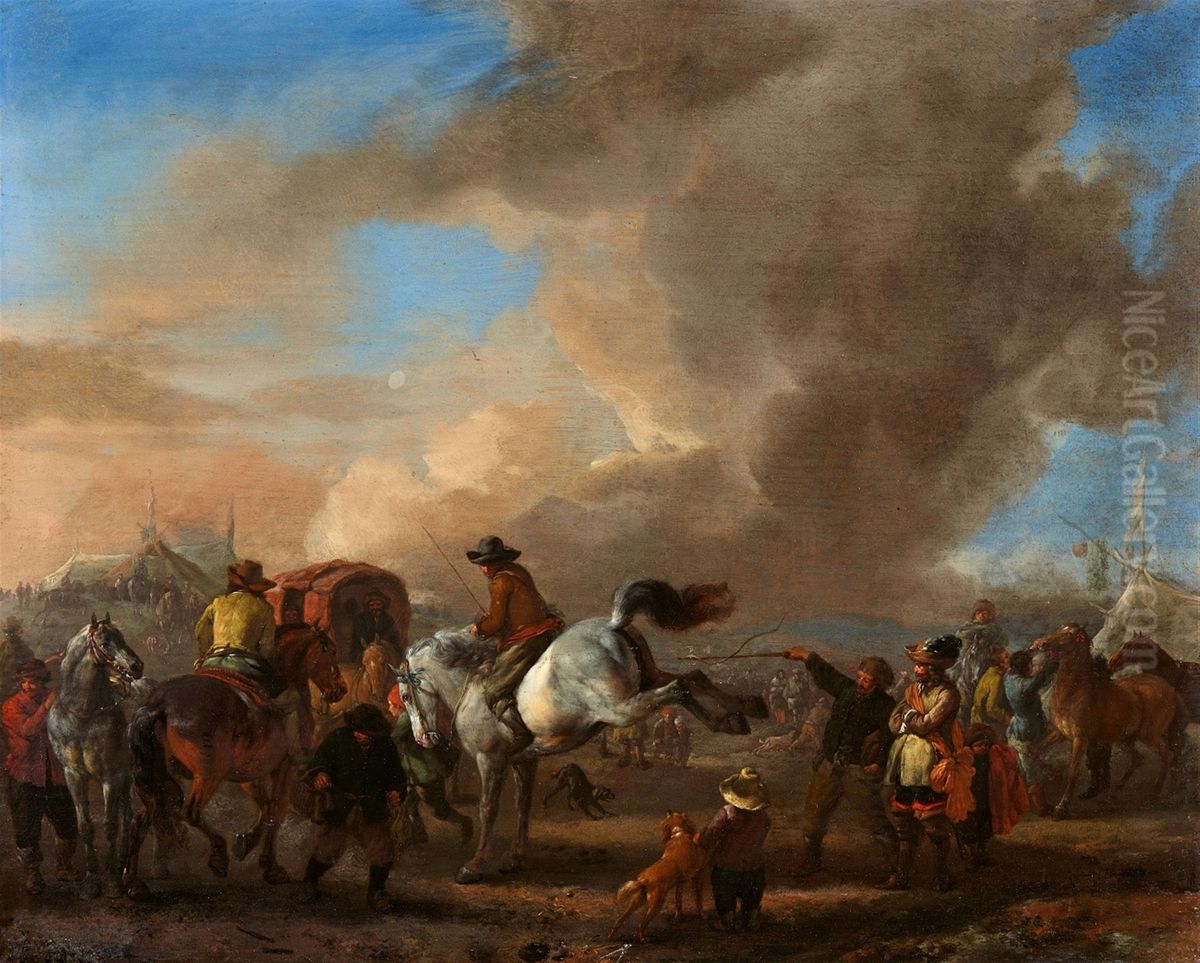 The Horse Market Oil Painting by Philips Wouwerman