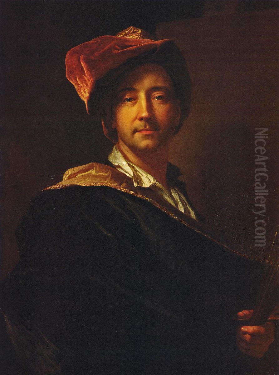 Self Portrait in a Turban Oil Painting by Hyacinthe Rigaud