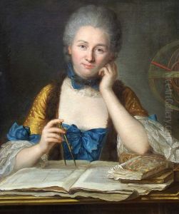 Madame Du Chatelet at her desk, detail