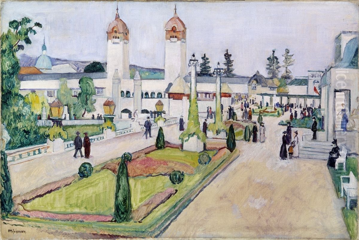 1914 Jubilee Exhibition Oil Painting by Otto Emil Johansen