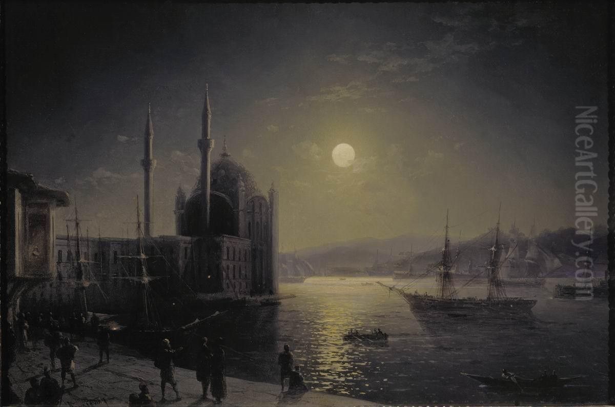 A Moonlit Night on the Bosphorus Oil Painting by Ivan Aivazovsky