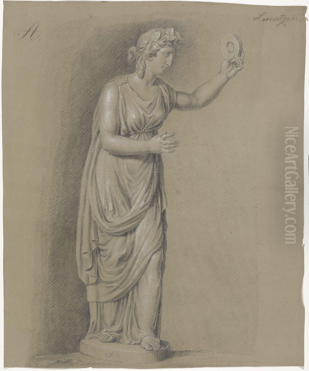Statue av bakkantinne Oil Painting by Johan Wilhelm Ludwig Dahl