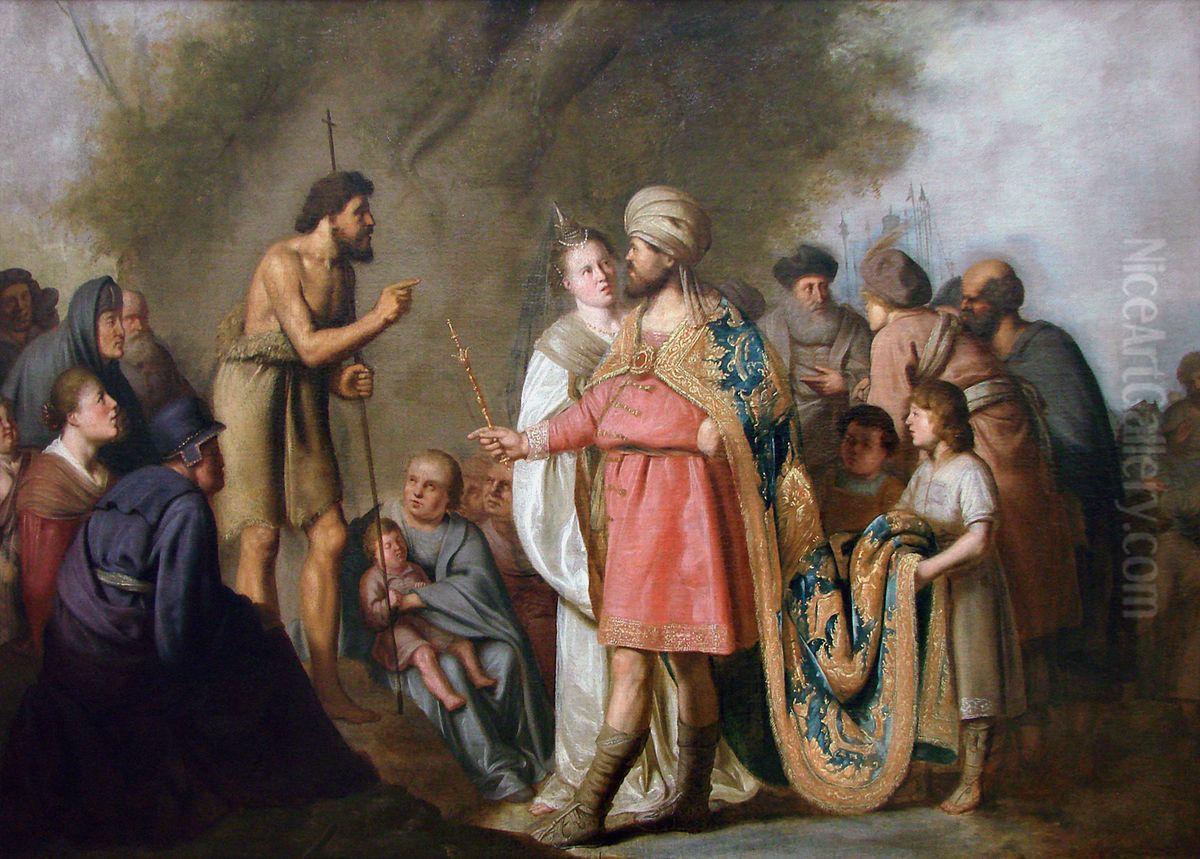 Saint Jean Baptiste prechant devant Herode Antipas Oil Painting by Pieter de Grebber