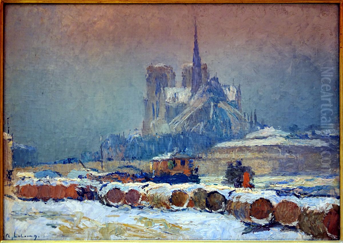 Notre-Dame de Paris par temps de neige Oil Painting by Albert Lebourg