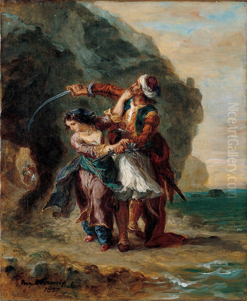 Selim et Zuleika Oil Painting by Eugene Delacroix