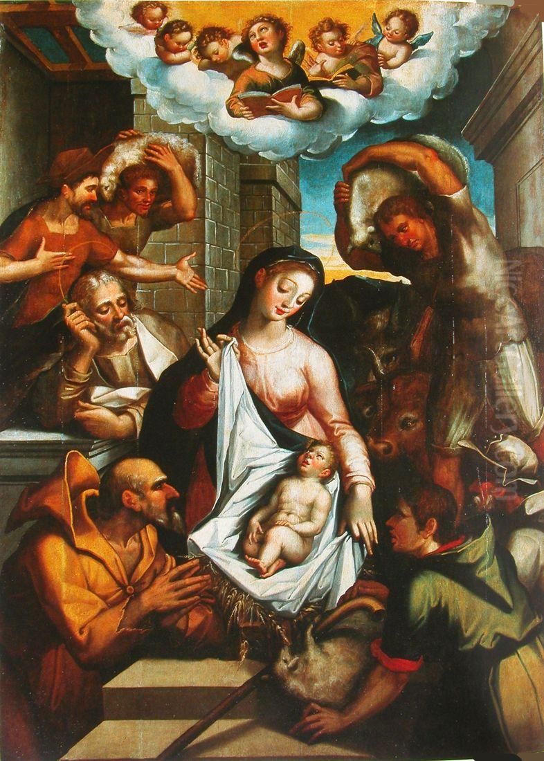 Adoracao dos Pastores Oil Painting by unknown