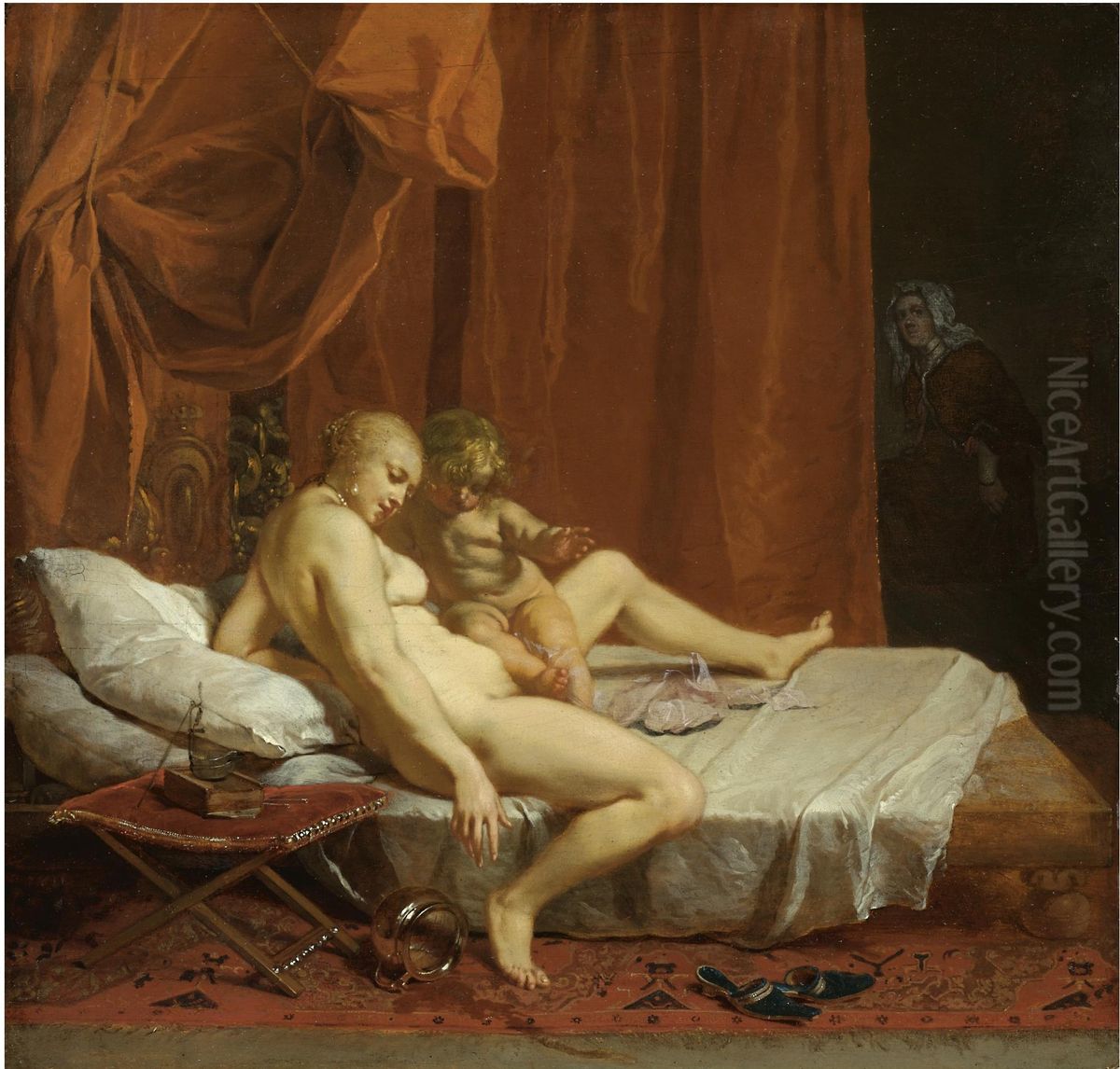 Venus and Amor Oil Painting by Nikolaus Knupfer