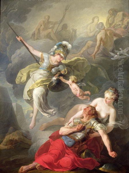 Battle Between Minerva and Mars Oil Painting by Joseph-Benoit Suvee