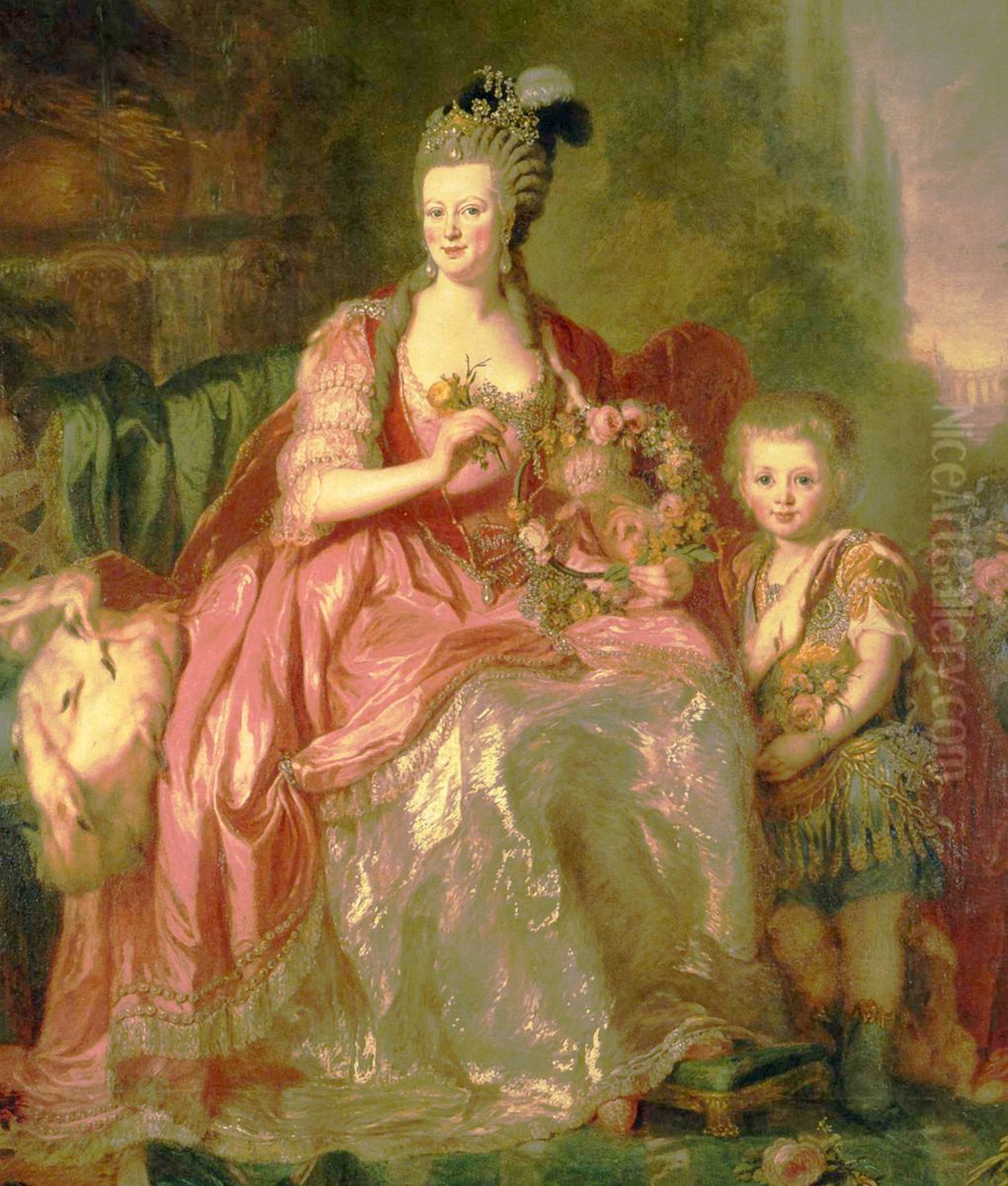 Portrait of Friederike Luise von Hessen-Darmstadt and her son Frederick William Oil Painting by Anna Dorothea Therbusch