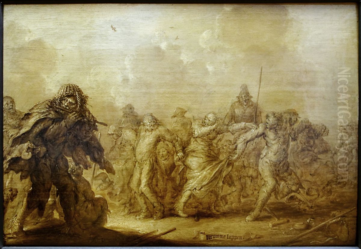 'Kromme lappen' Oil Painting by Adriaen van de Venne