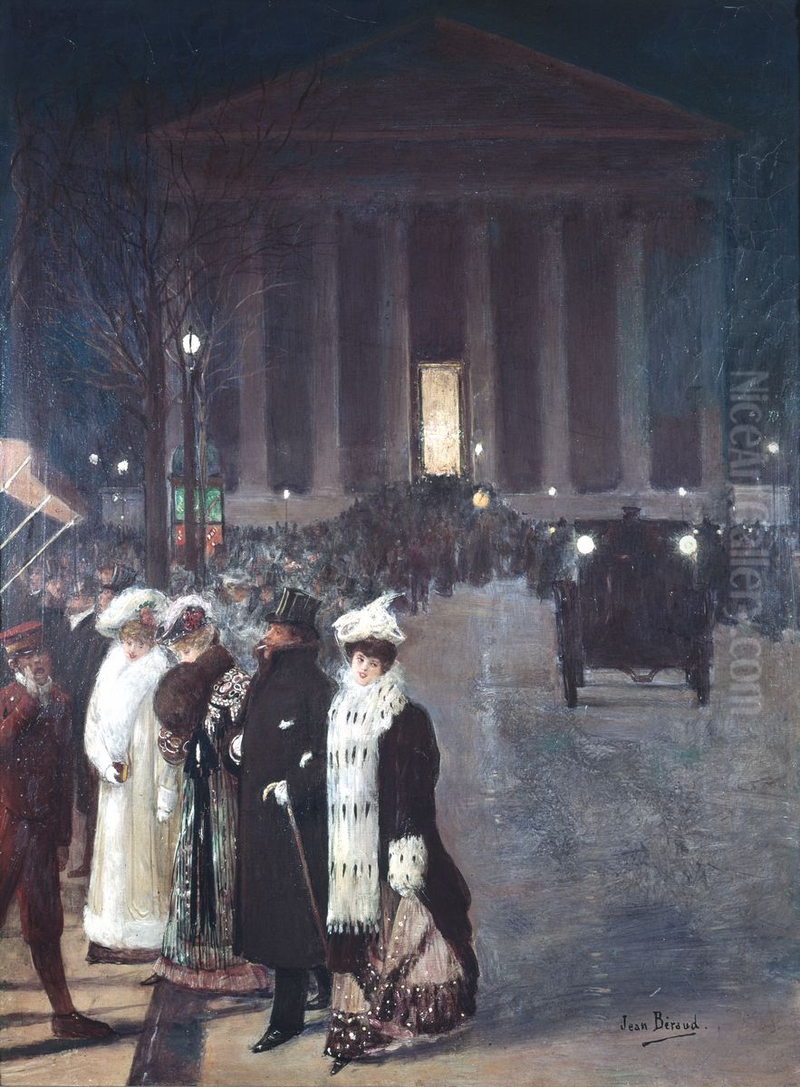 rue Royale, le soir de Noel Oil Painting by Jean Beraud