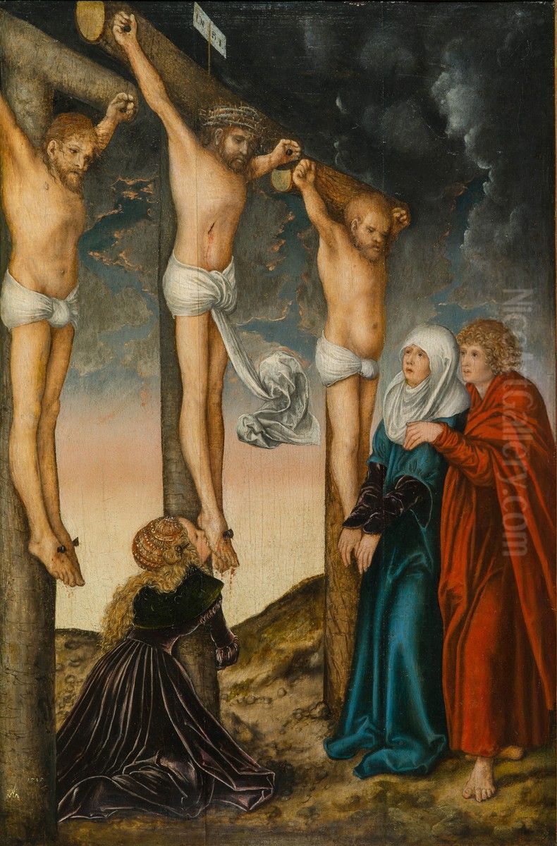 Christus am Kreuz zwischen den beiden Schachern Oil Painting by Lucas Cranach the Elder