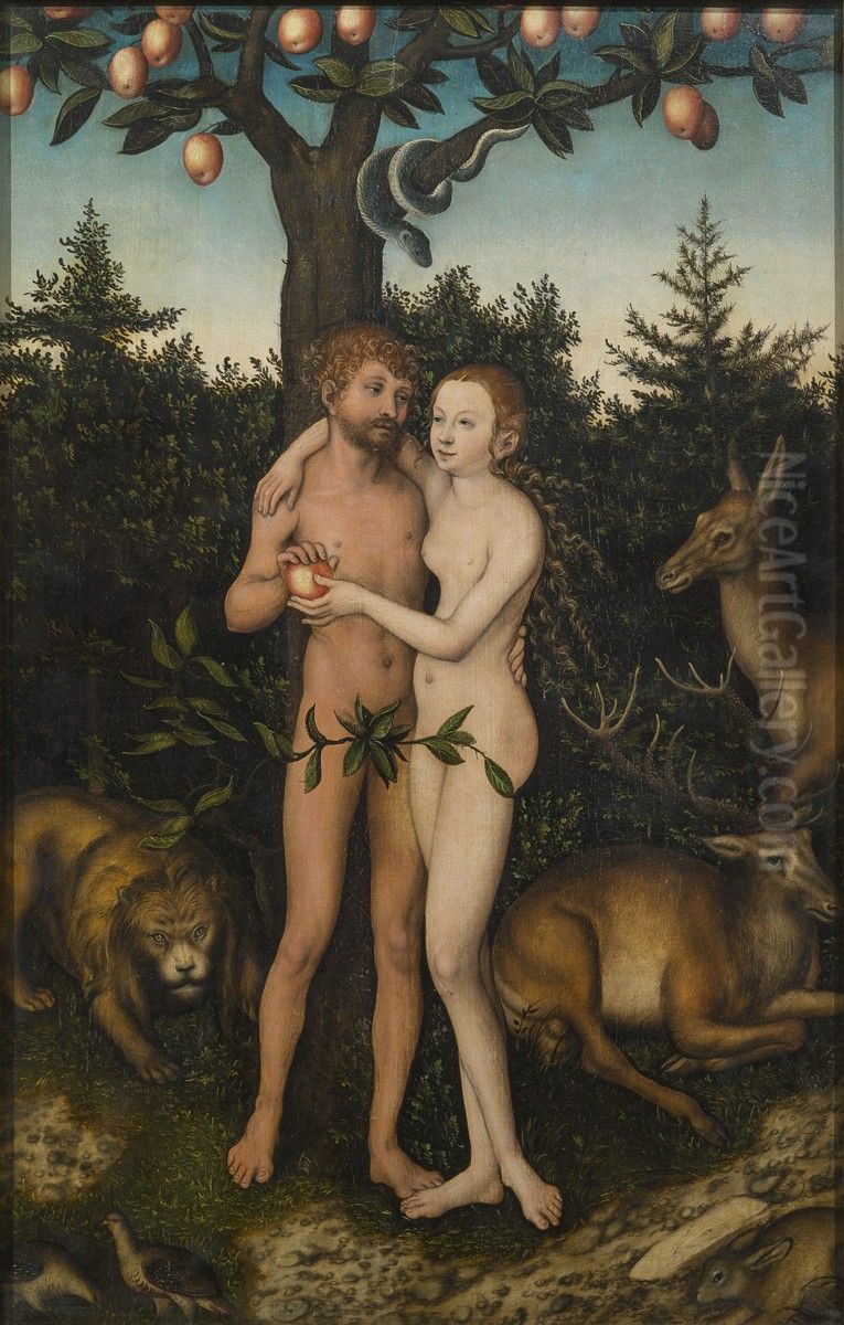 Adam and Eva Oil Painting by Lucas Cranach the Elder