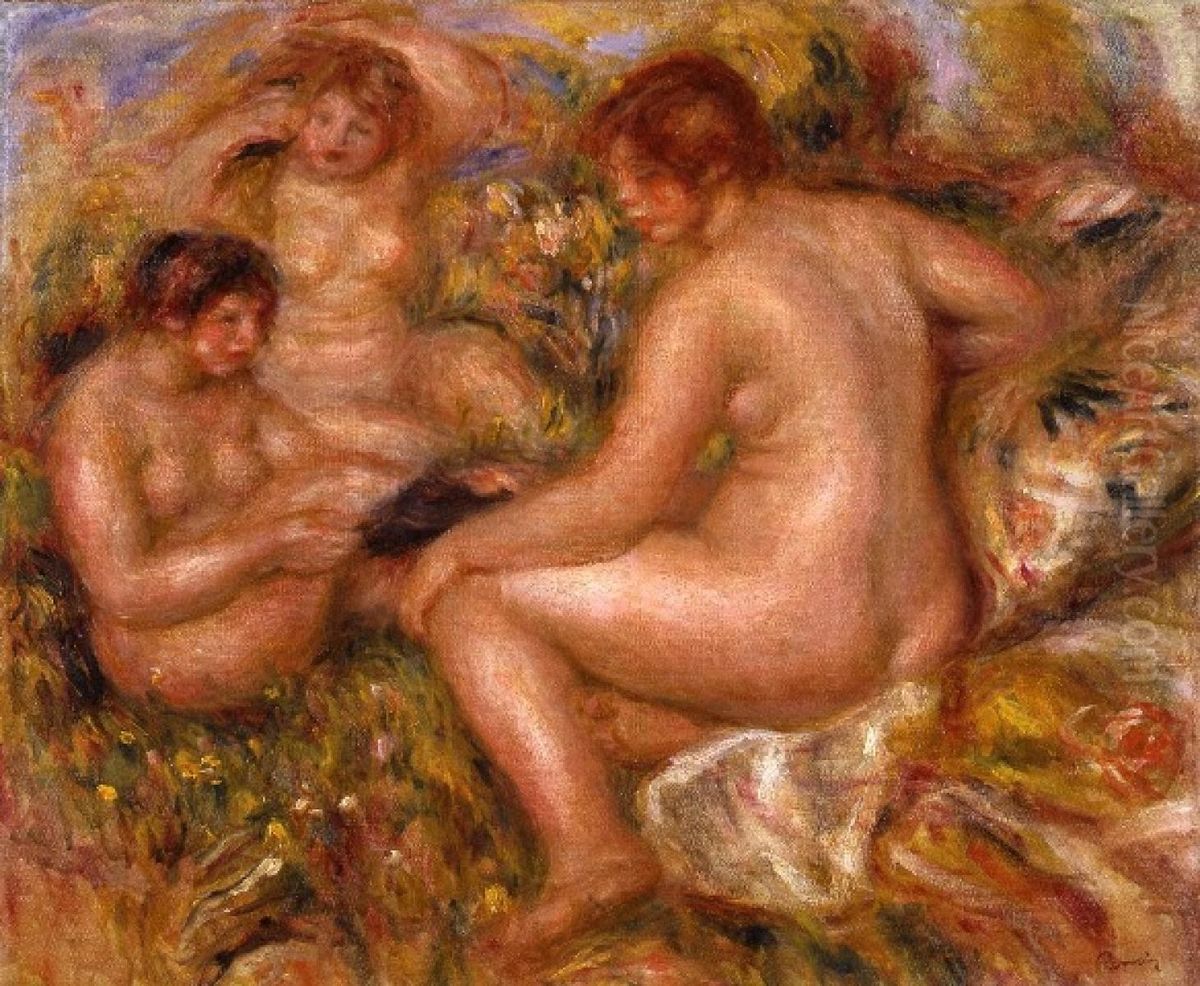 Three Bathers Oil Painting by Pierre Auguste Renoir