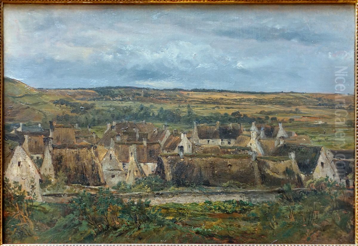 Dernieres maisons de Port-en-Bessin Oil Painting by Theodore Rousseau
