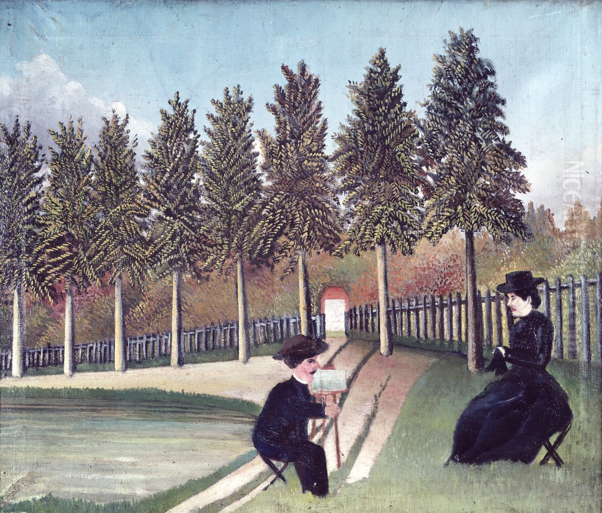 O artista pintando sua esposa Oil Painting by Henri Julien Rousseau