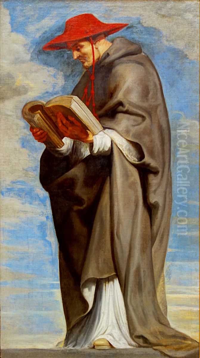 De H. Bonaventura lezend in een boek Oil Painting by Peter Paul Rubensand workshop