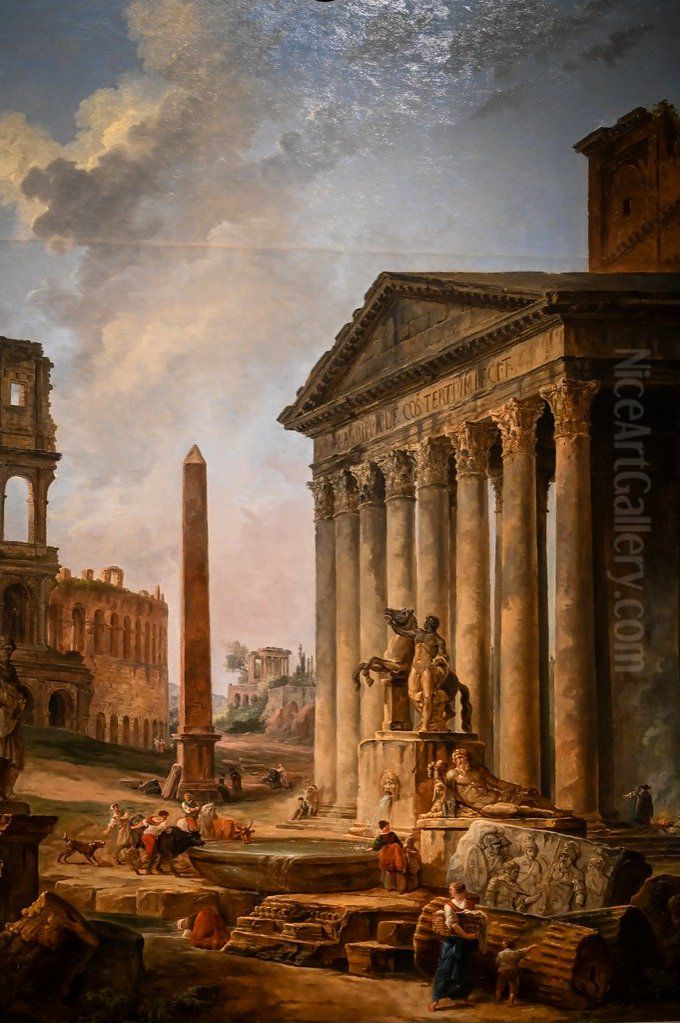Landscape with a Temple Oil Painting by Hubert Robert