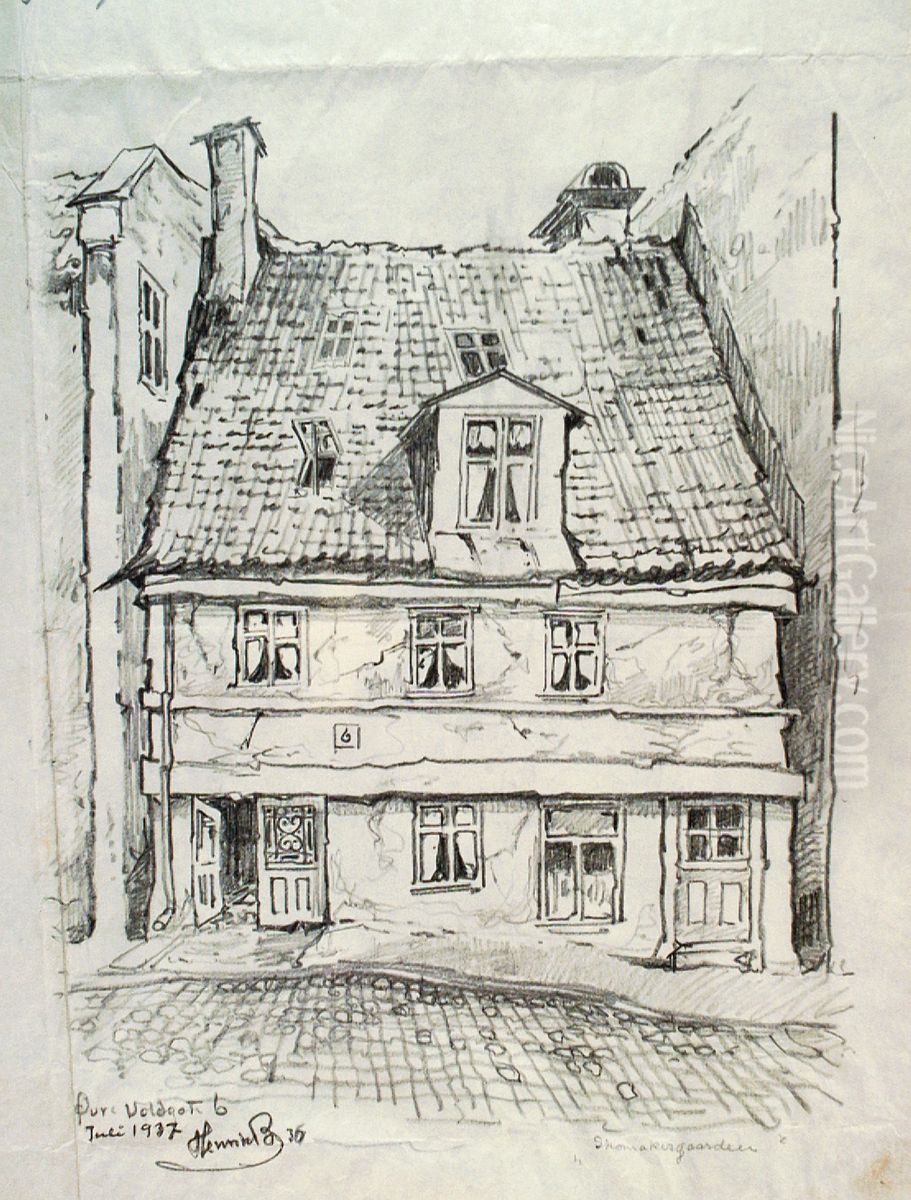 Skomakergaarden Oil Painting by Henrik Backer