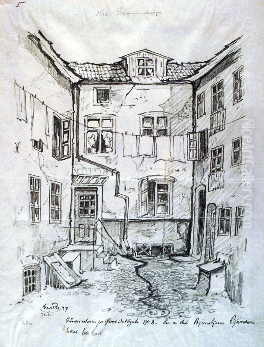 Ovre Vollgate 8 Oil Painting by Henrik Backer