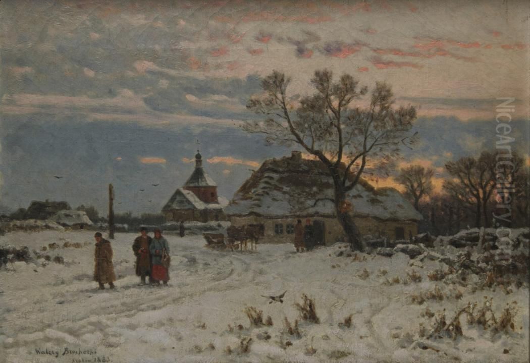 Zima Oil Painting by Walery Brochocki