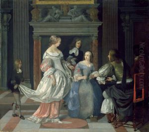 Elegant company, with servants