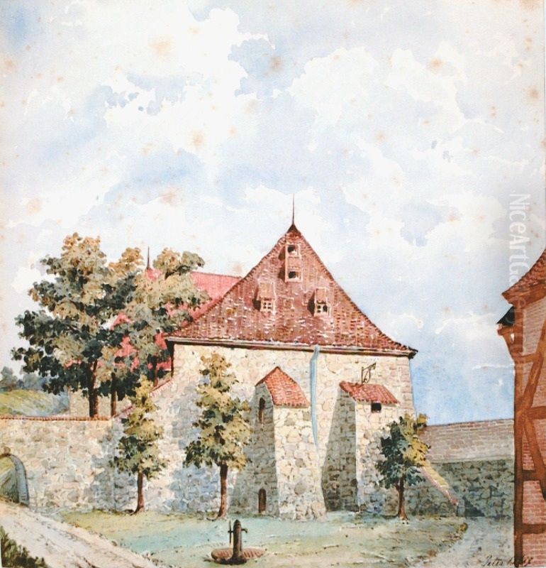 Rest av tarn pa Akershus festning Oil Painting by Peter Andreas Blix
