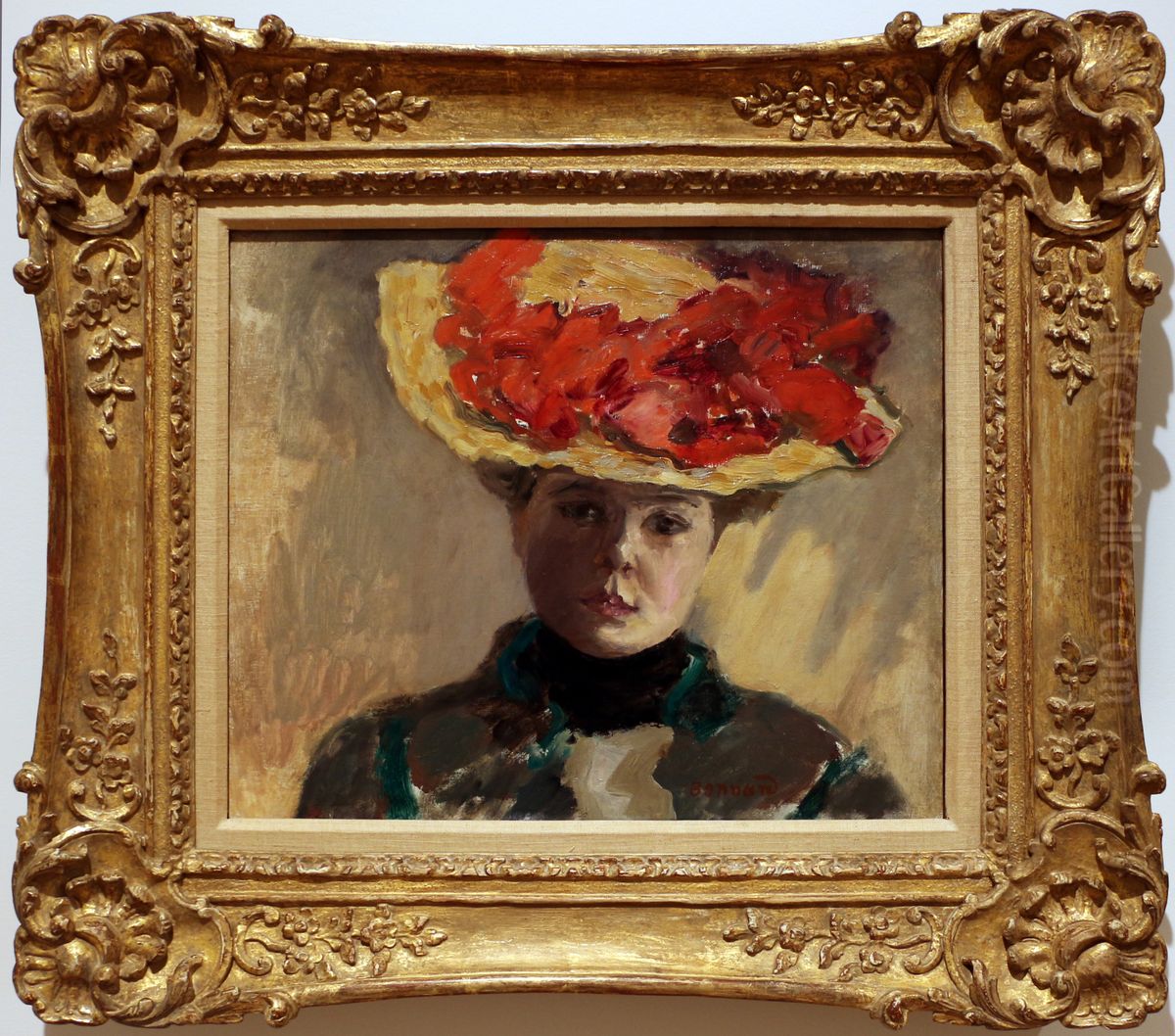 Girl in Straw Hat Oil Painting by Pierre Bonnard