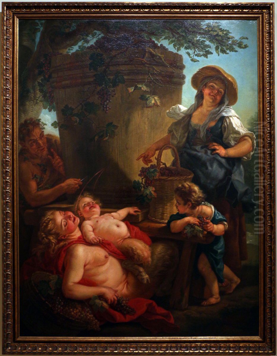 The Satyrs Oil Painting by Charles-Amedee-Philippe van Loo