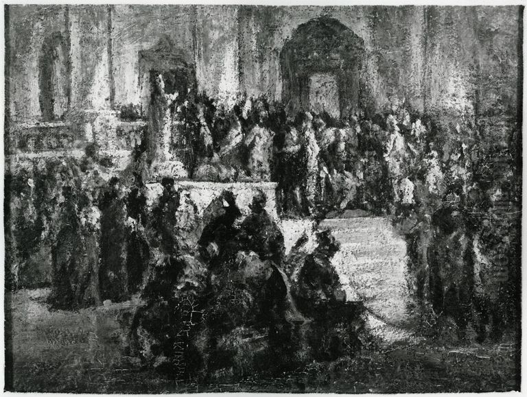 Council of Conti Oil Painting by Adolphe Joseph Thomas Monticelli