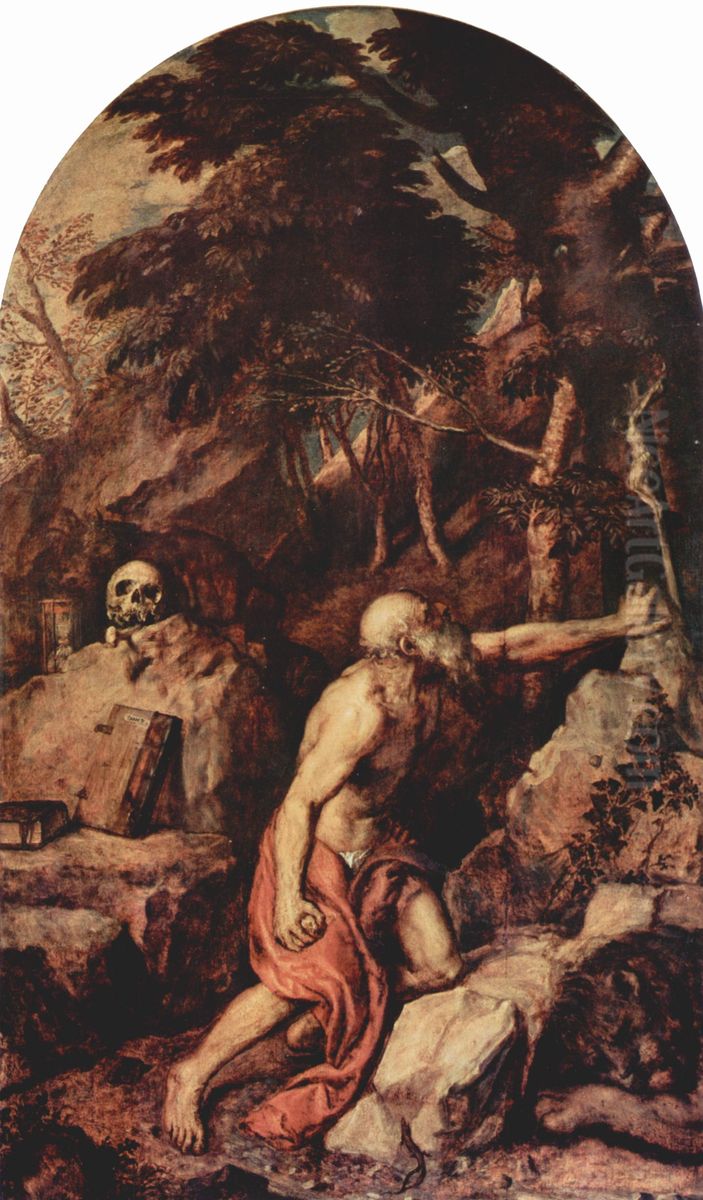 Hl. Hieronymus Oil Painting by Titian