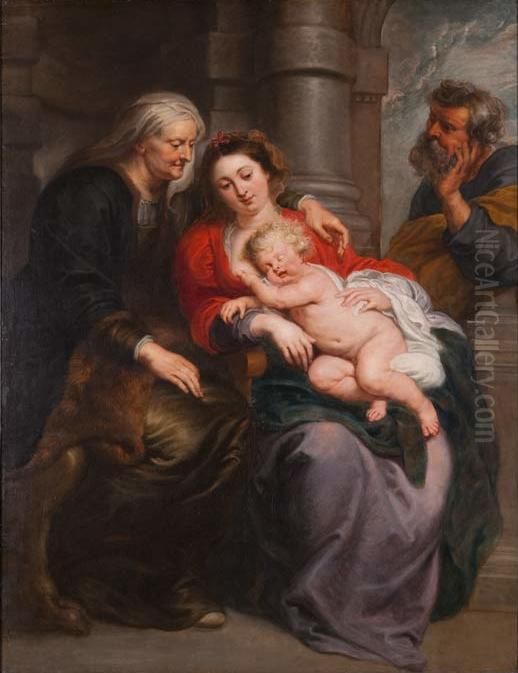 Holy Family with Saint Elisabeth Oil Painting by (studio of) Rubens, Peter Paul