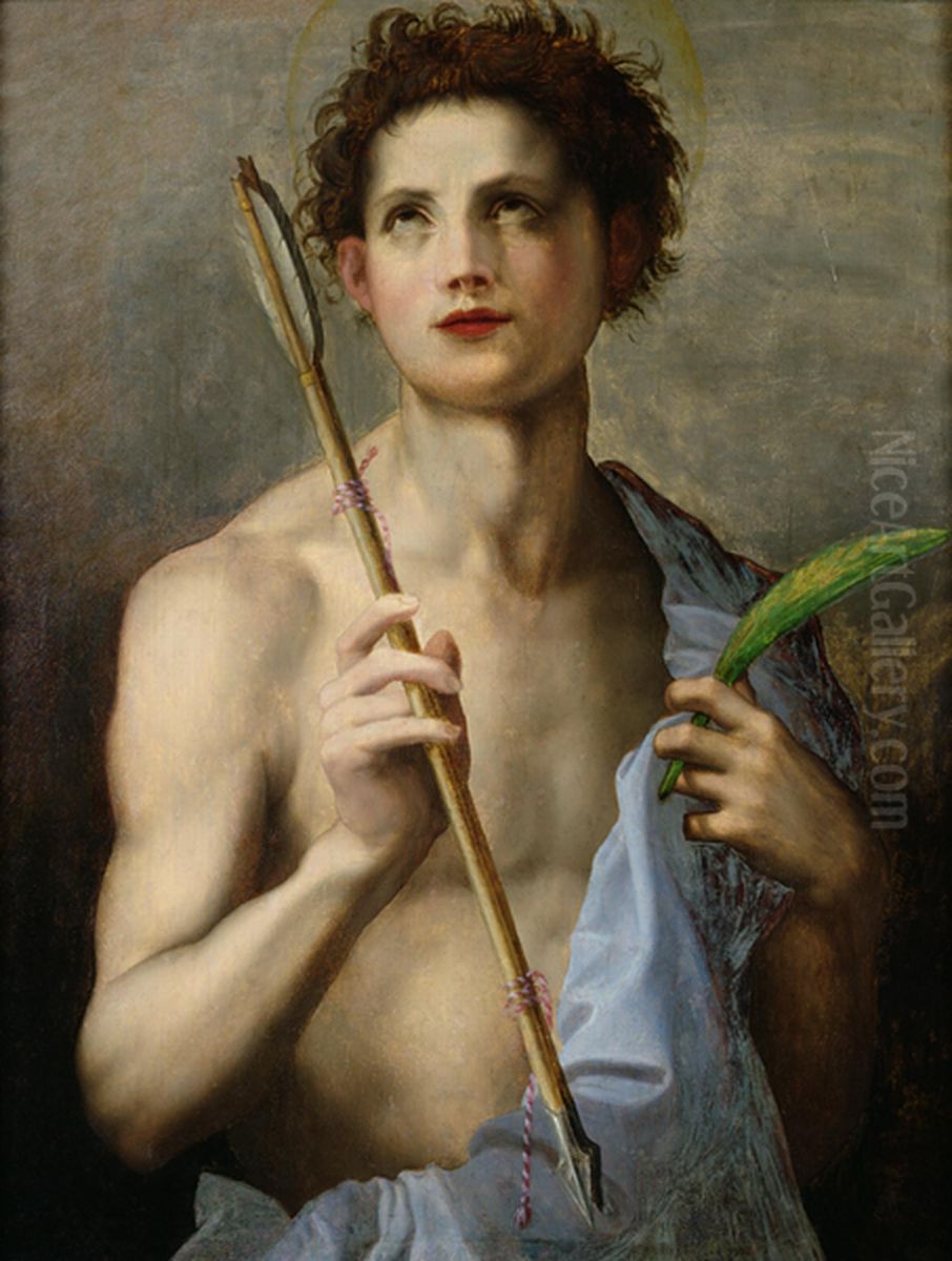 St. Sebastian holding two Arrows and the Martyr's Palm Oil Painting by Andrea Del Sarto