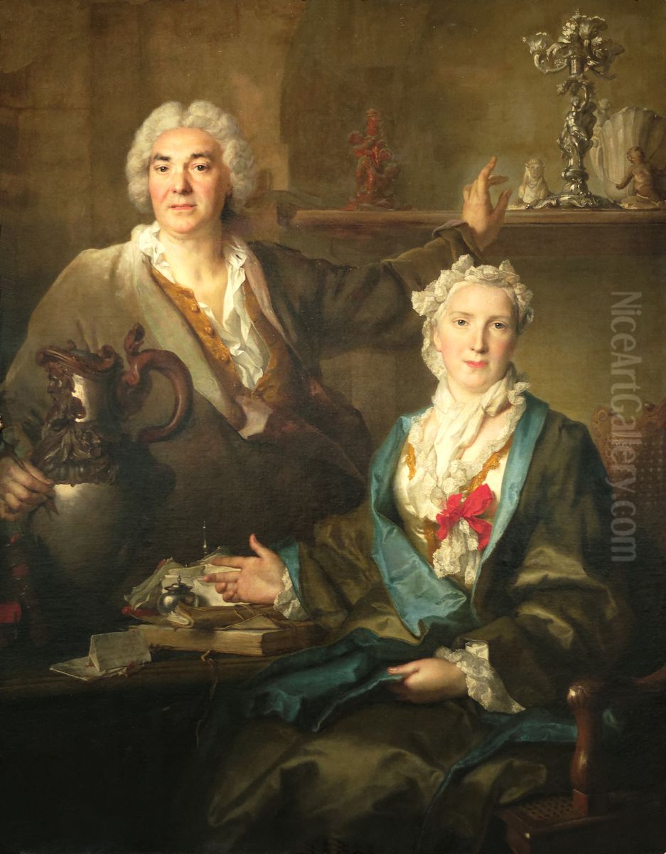 Retrato de Thomas Germain e sua esposa Anne-Denise Gauchelet Oil Painting by Nicolas de Largilliere