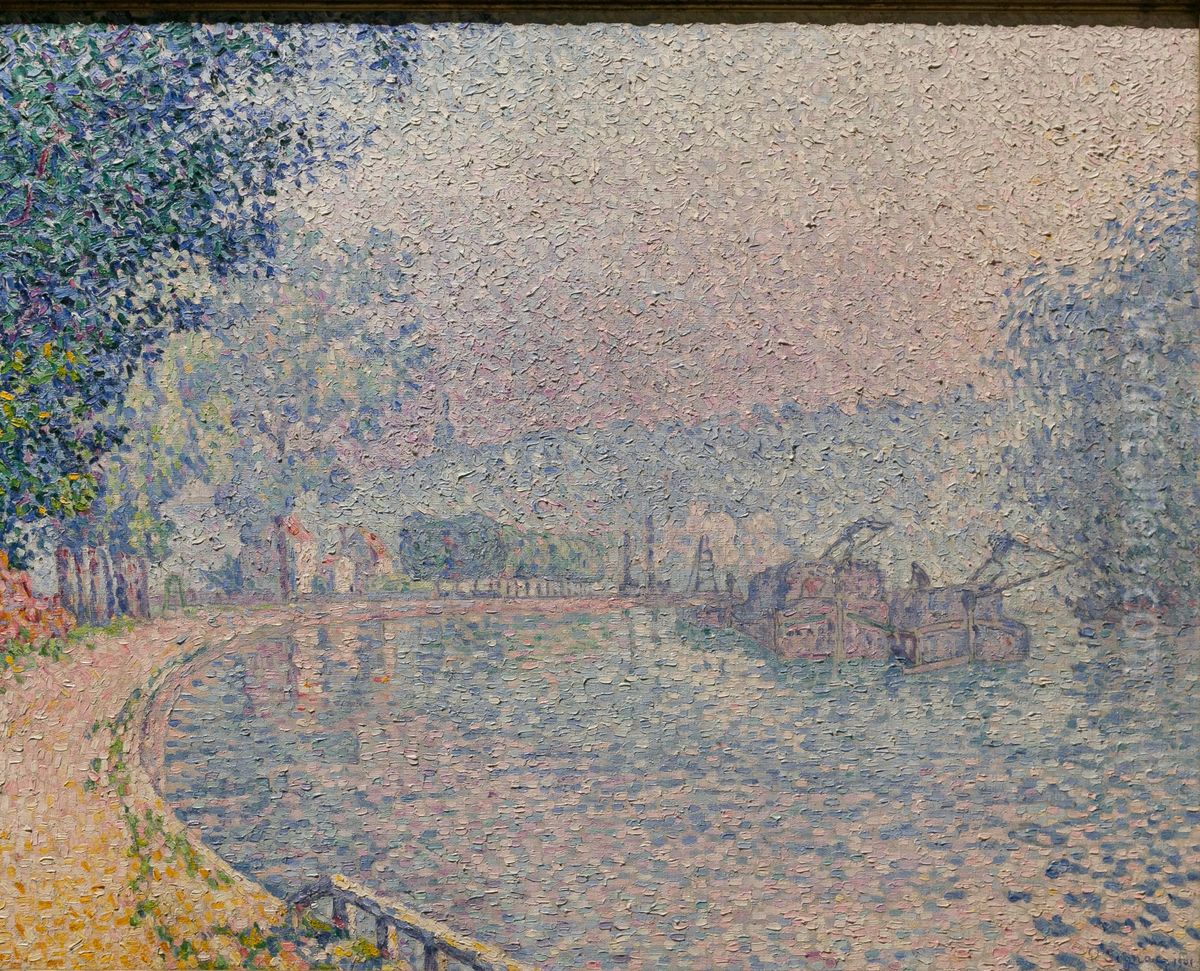 Samois, the riverbank, morning Oil Painting by Paul Signac
