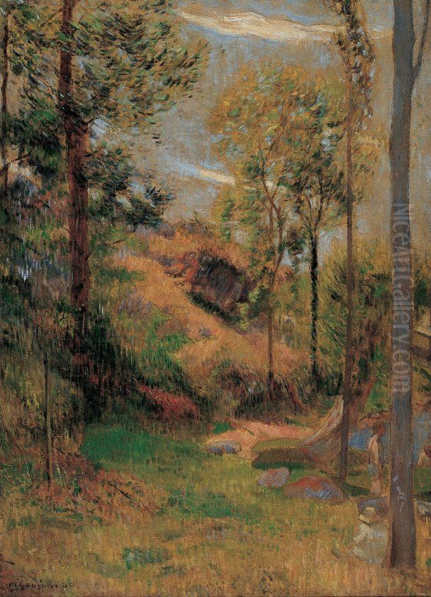 Bathing in Front of the Port of Pont-Aven Oil Painting by Paul Gauguin