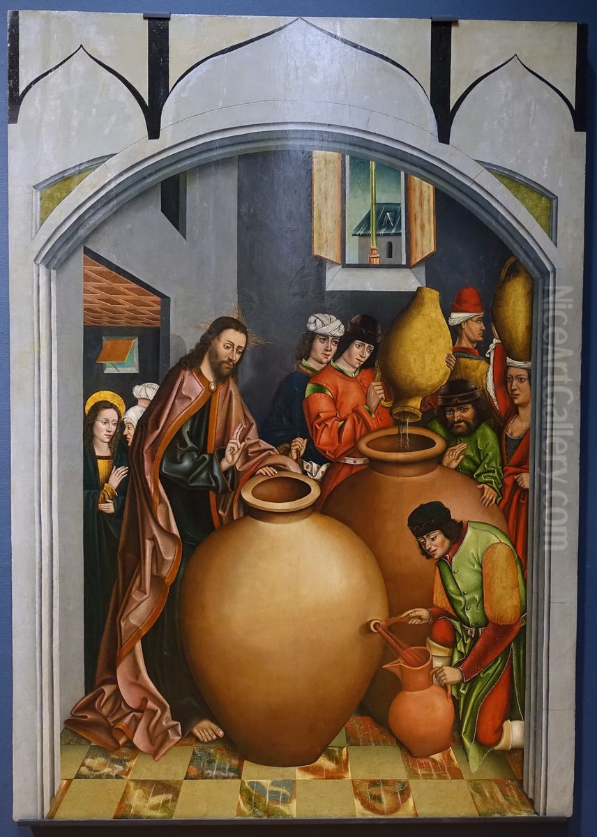 Changing the Water into Wine Oil Painting by Fernando Gallegoand workshop