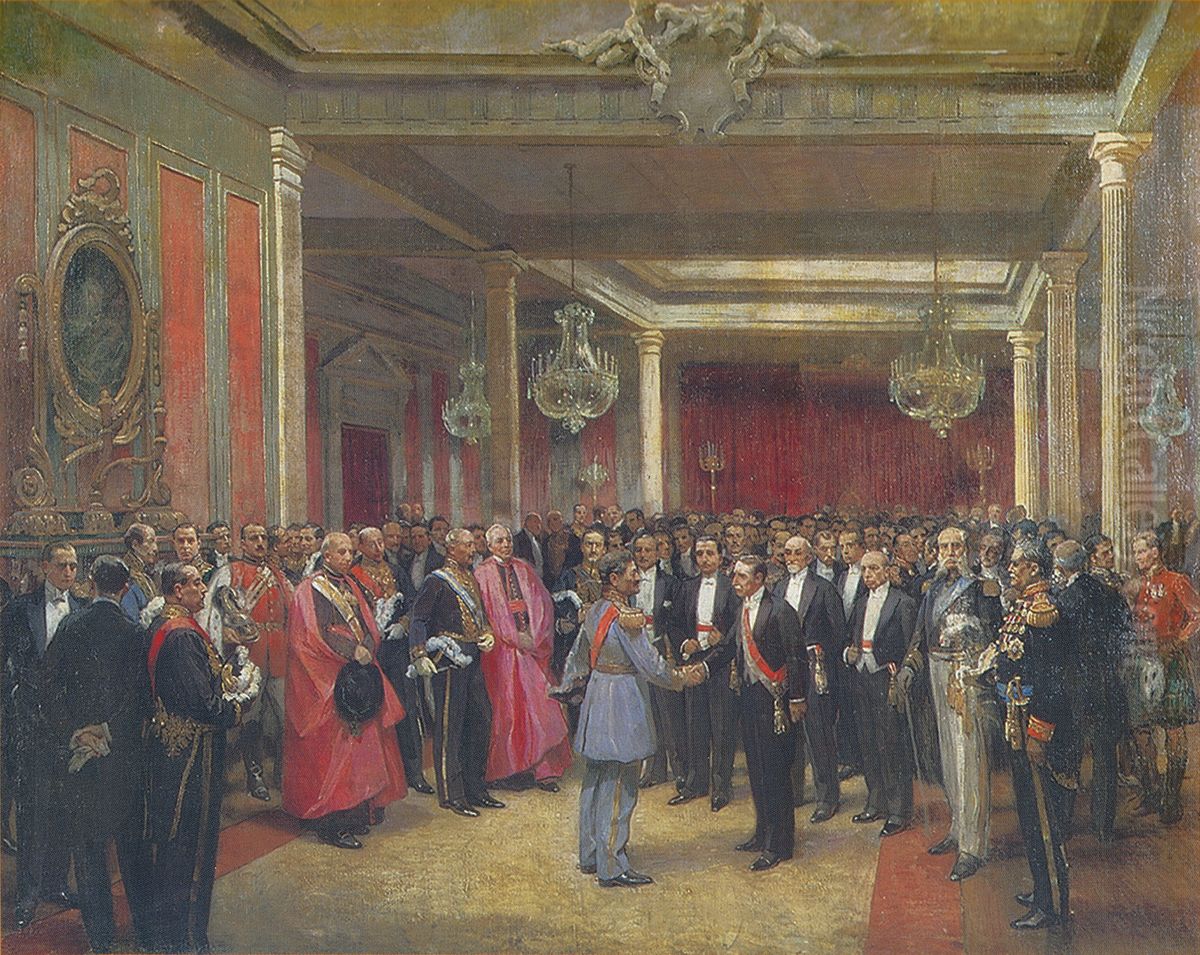 Saludo al presidente Oil Painting by Daniel Hernandez Morillo