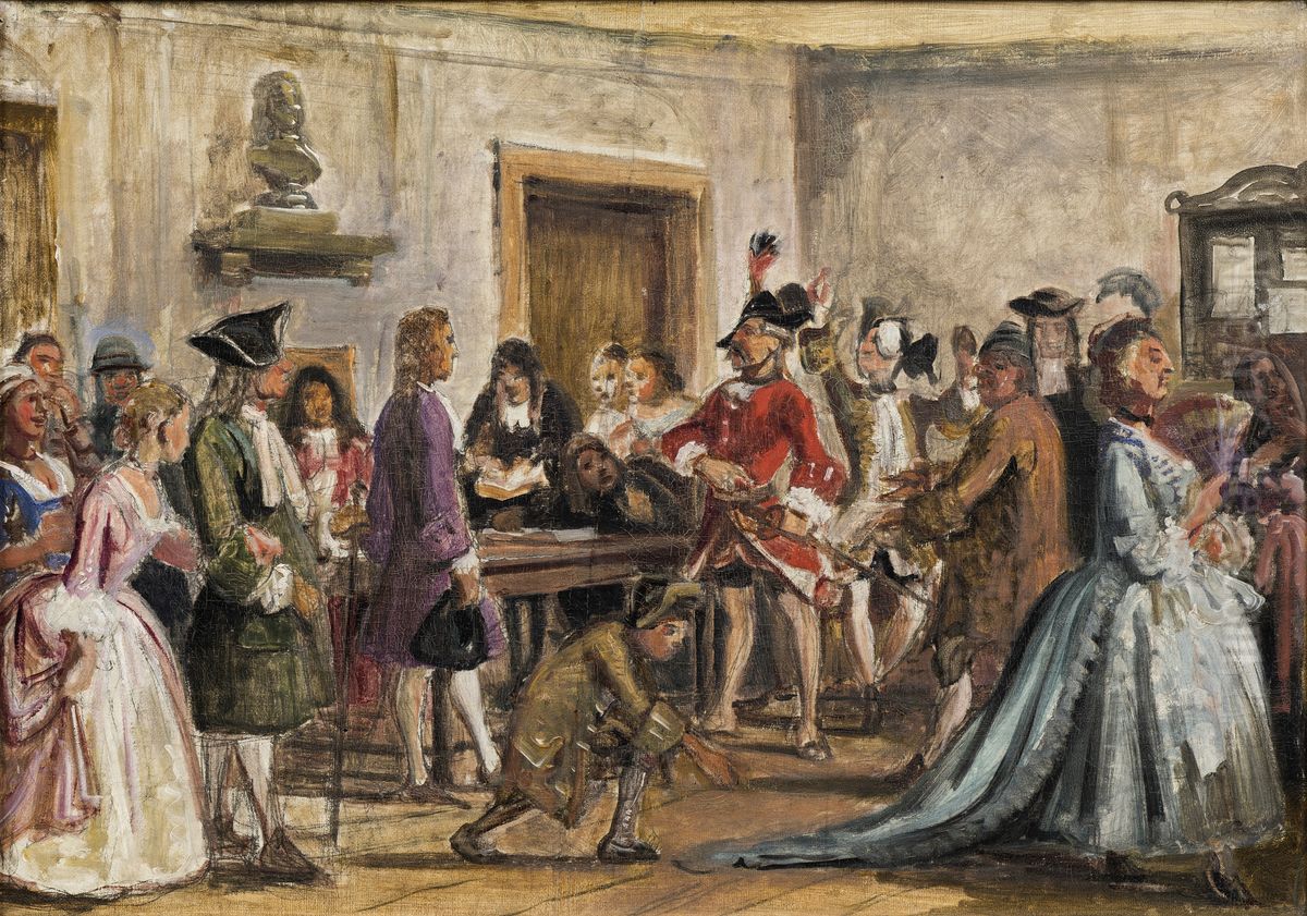 Philemon and his Accusers                             Scene from L. Holberg's The Fortunate Shipwreck, Act 5, Scene 9 (Sketch for the painting with the same subject, 1859) Oil Painting by Wilhelm Marstrand
