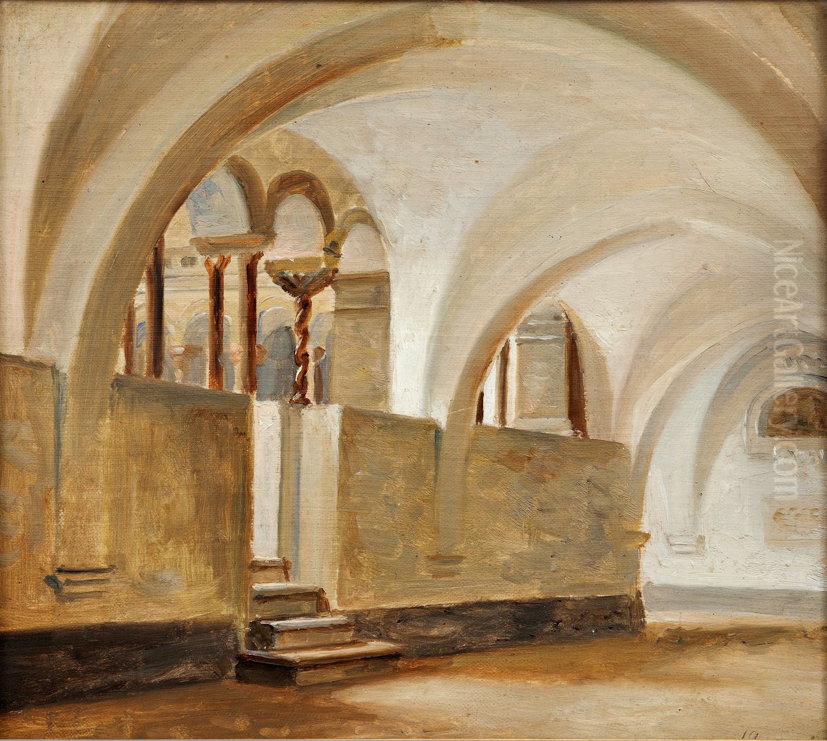 Italian Cloister Oil Painting by Jorgen Roed