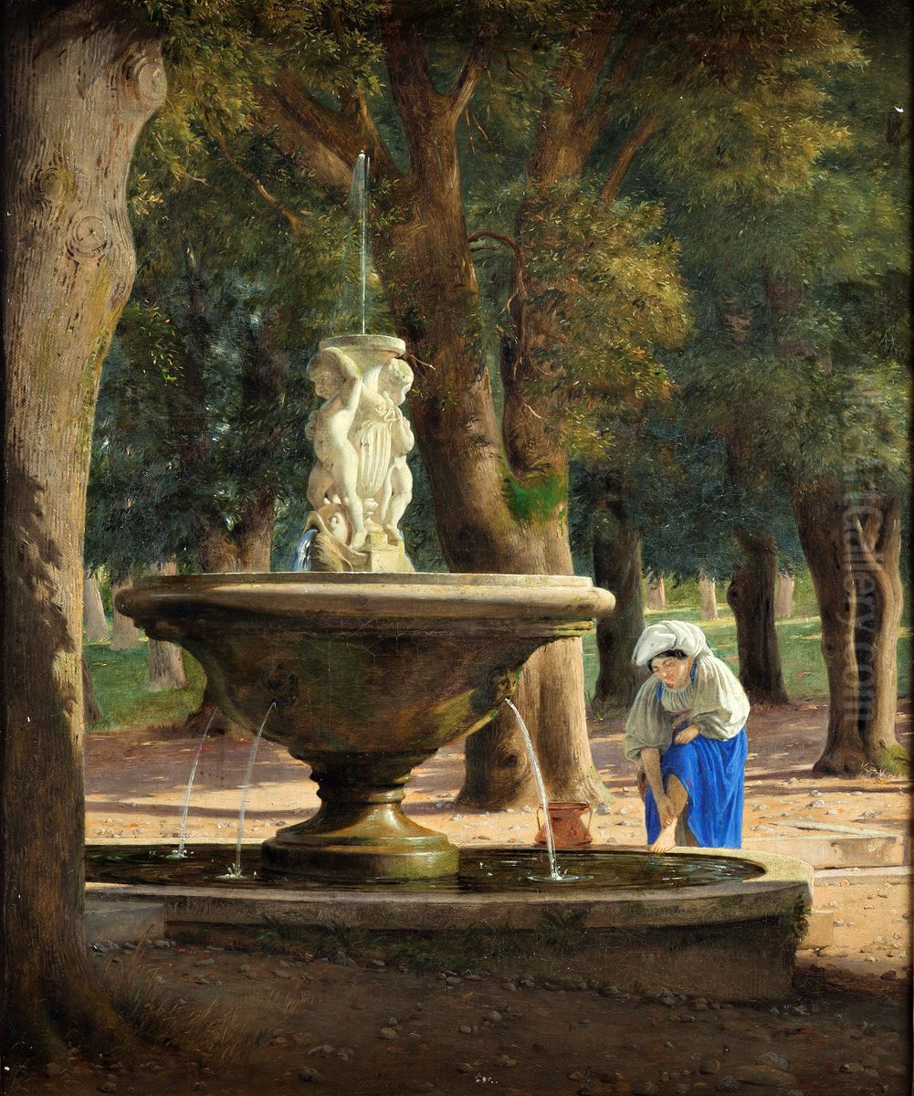 Scene fra Villa Borgheses Have i Rom Oil Painting by Jorgen Roed