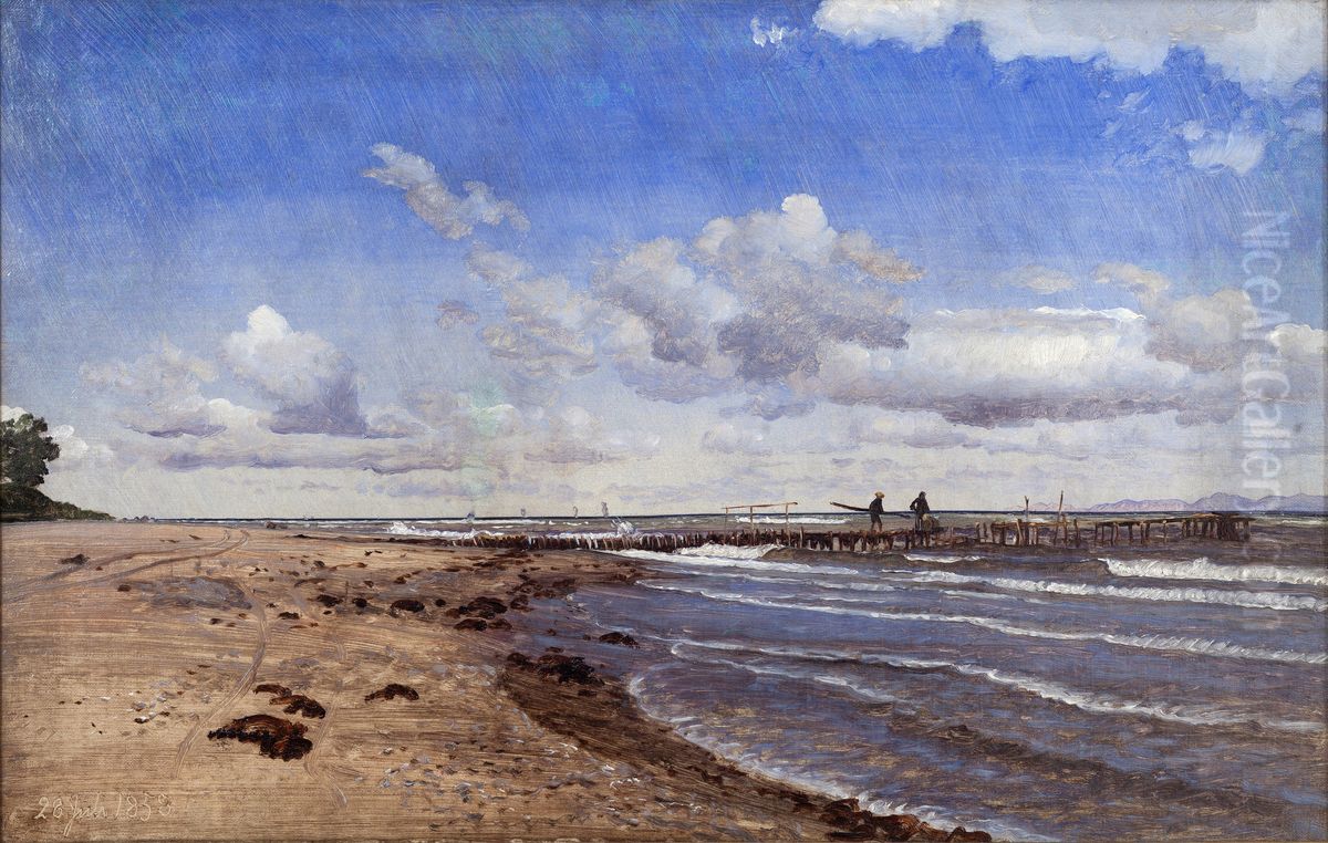 The Beach at Hellebaek Oil Painting by P. C. Skovgaard