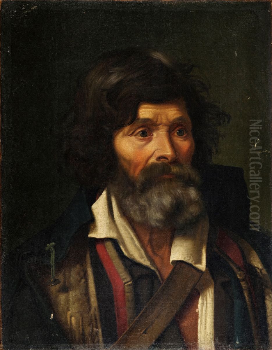 Brystbillede af en graskaegget italiensk landboer Oil Painting by Frederik Vermehren