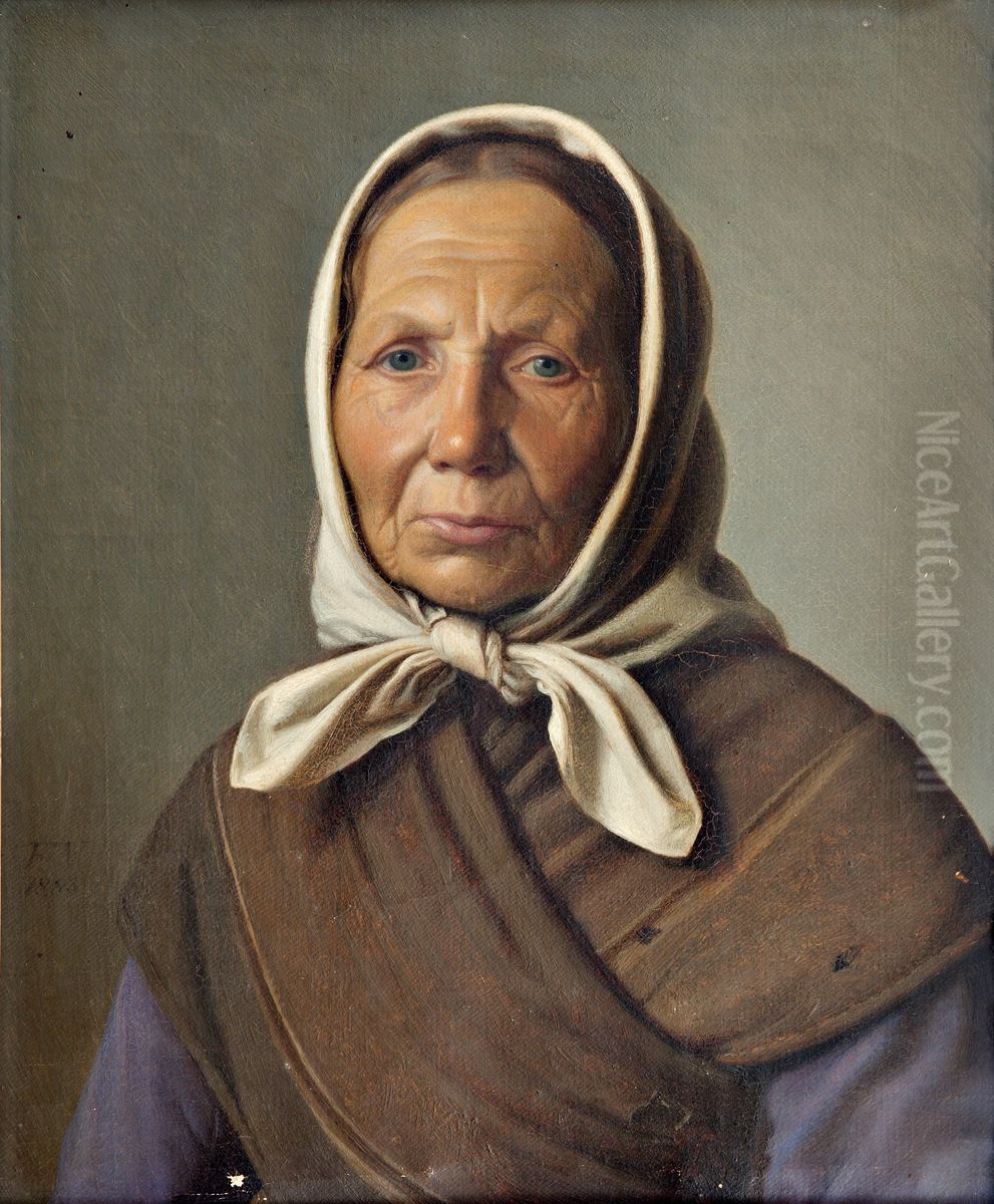 Fiskerkone fra Hornbaek Oil Painting by Frederik Vermehren